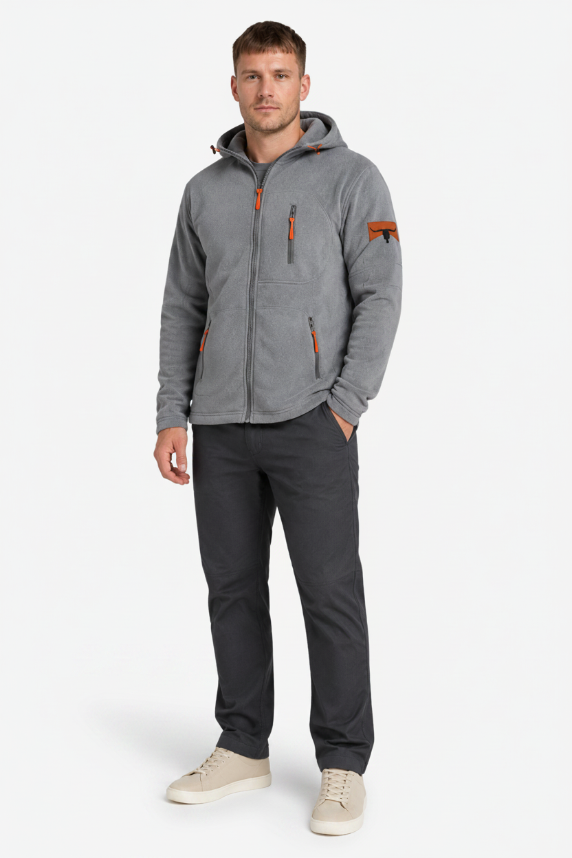 NOMU | Men's Hooded Sweatshirt – Full-Zip Multi-Pocket Outdoor Design