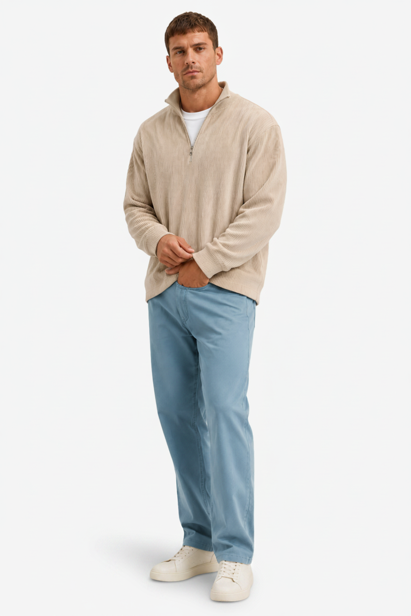 NOMU | Men's Casual Half-Zip Sweater – Relaxed Fit Long Sleeve Pullover Design