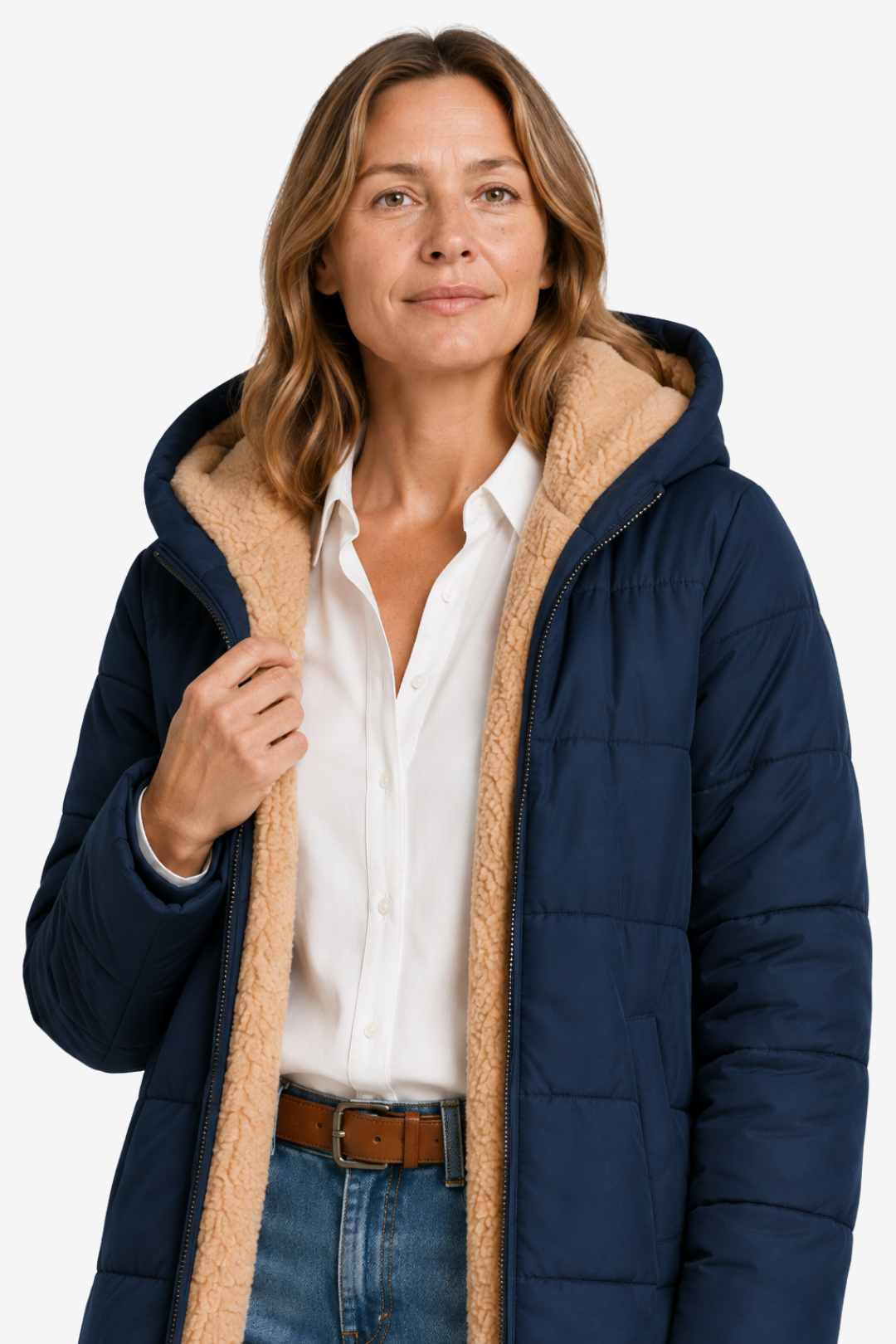 NOMU | Women's Long Winter Coat – Modern-Cut Quilted Hooded Design