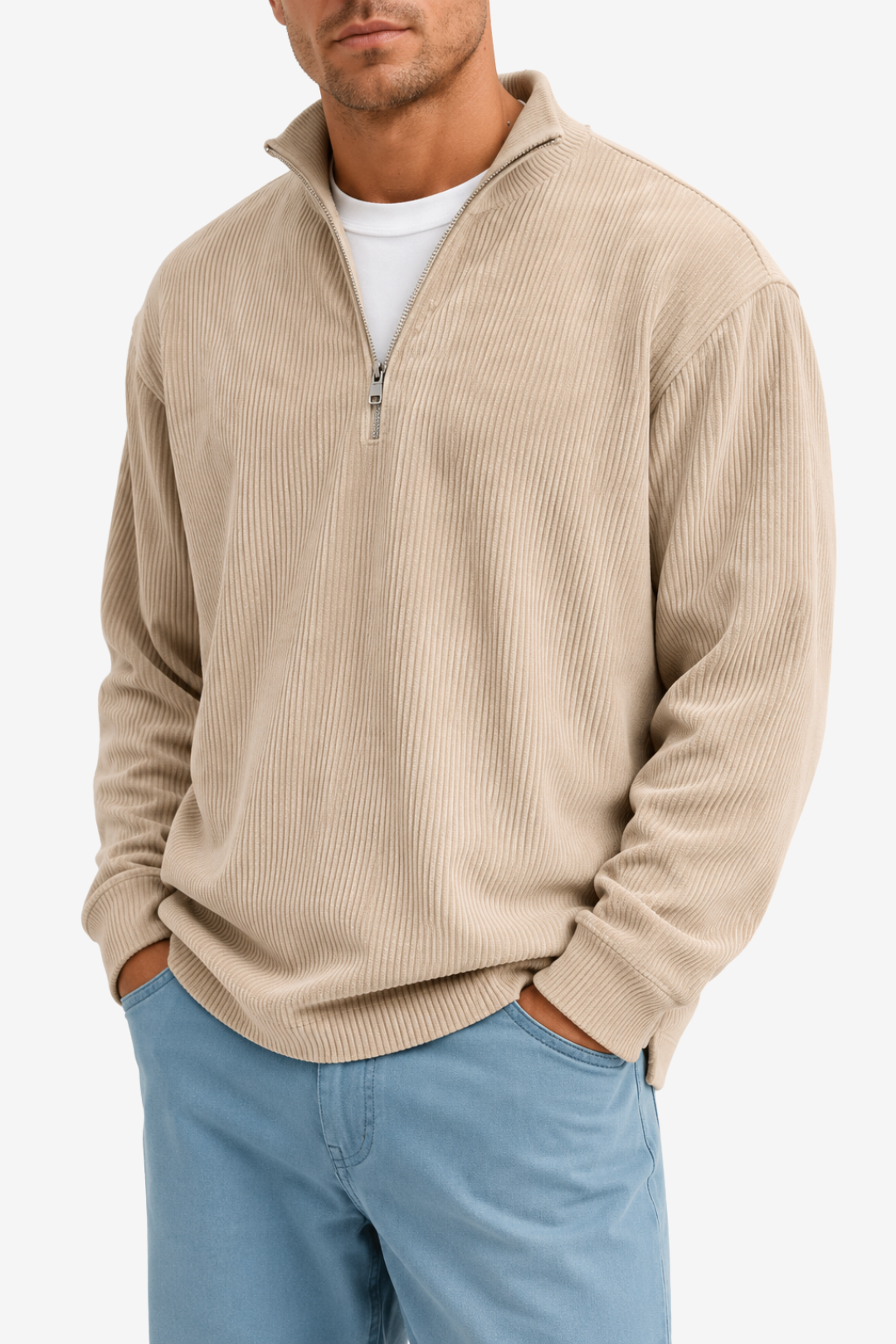 NOMU | Men's Casual Half-Zip Sweater – Relaxed Fit Long Sleeve Pullover Design