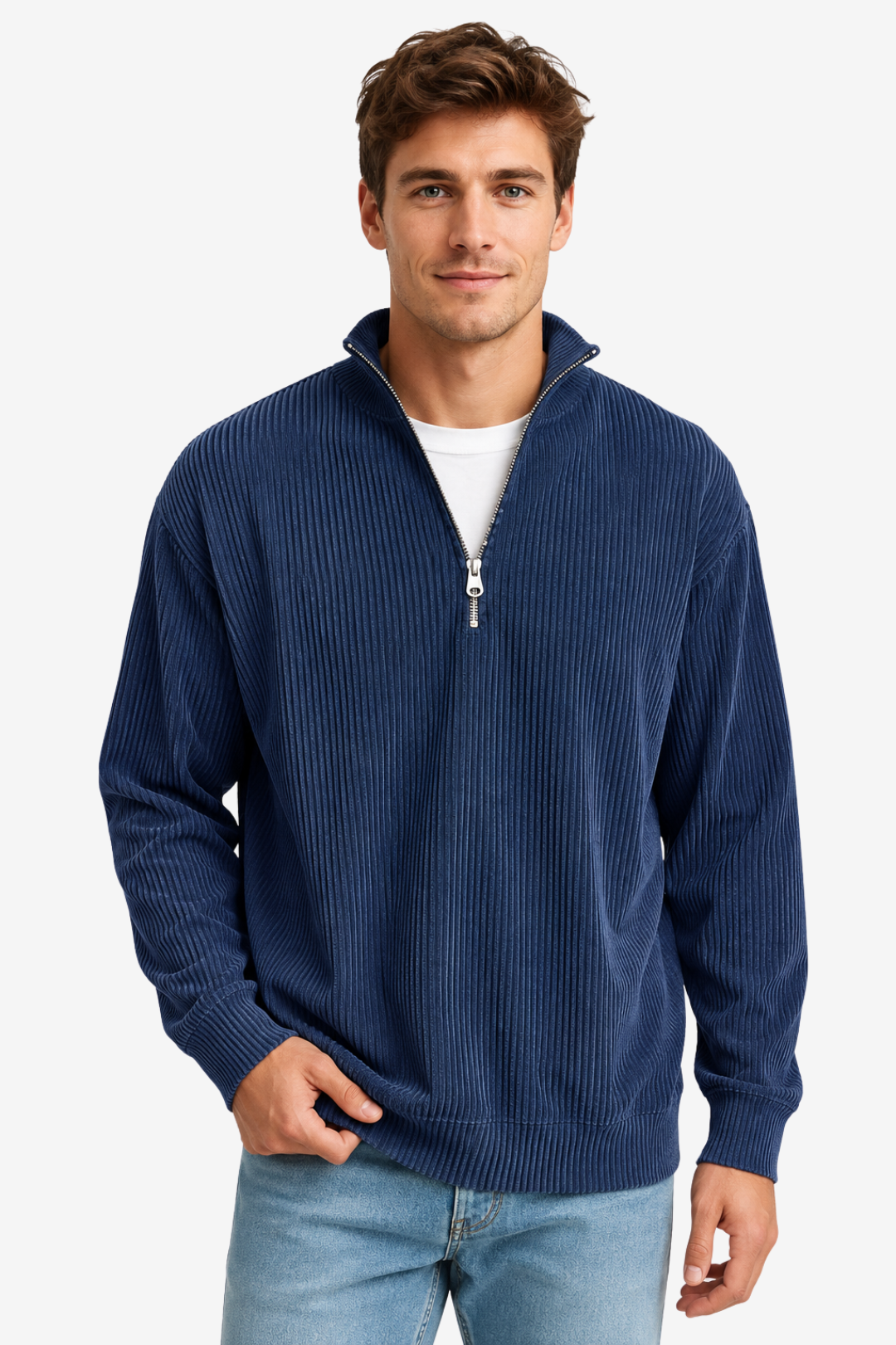 NOMU | Men's Casual Half-Zip Sweater – Relaxed Fit Long Sleeve Pullover Design