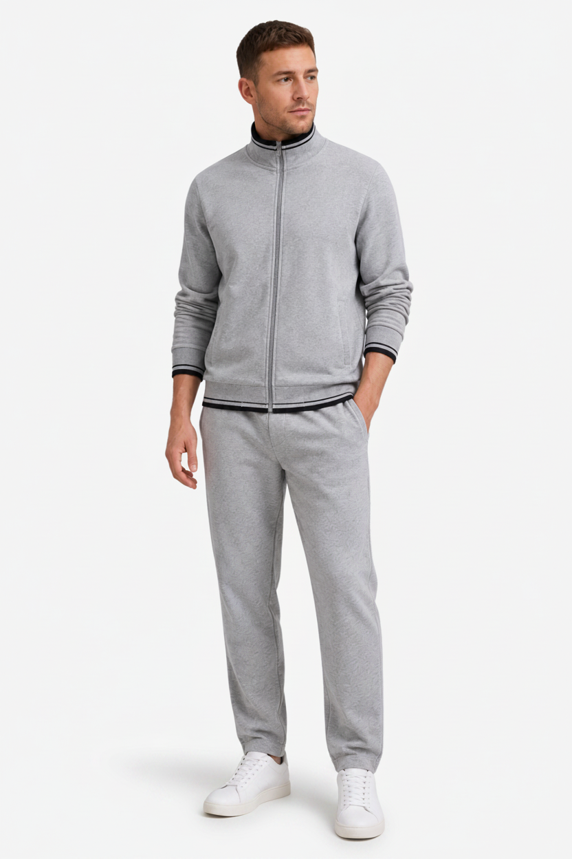 NOMU | Men's Tracksuit – Zip-Up Stand Collar Ribbed Trim Design