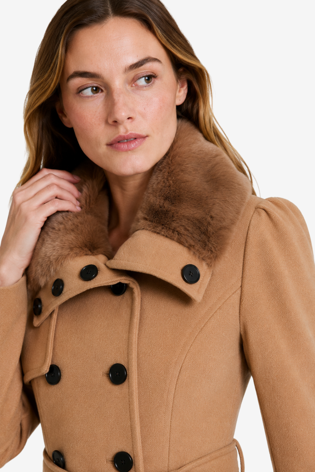 NOMU | Women's Hooded Belted Coat – Double Breasted Longline Design