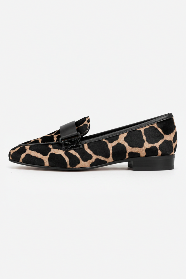 NOMU | Women's Animal Print Loafers – Slip On Design with Low Block Heel