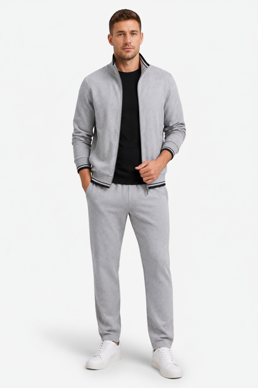 NOMU | Men's Tracksuit – Zip-Up Stand Collar Ribbed Trim Design