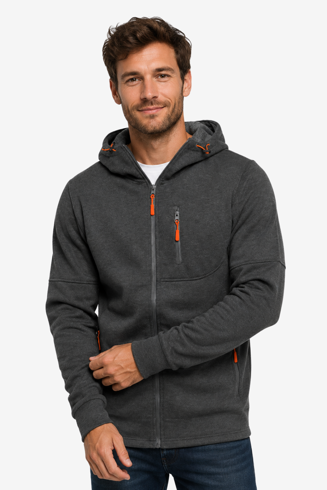 NOMU | Men's Hooded Sweatshirt – Full-Zip Multi-Pocket Outdoor Design