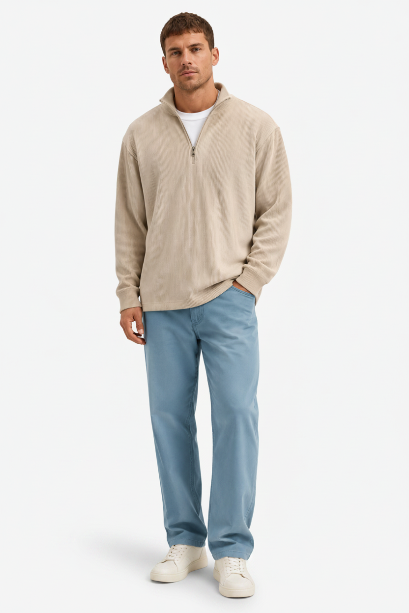 NOMU | Men's Casual Half-Zip Sweater – Relaxed Fit Long Sleeve Pullover Design