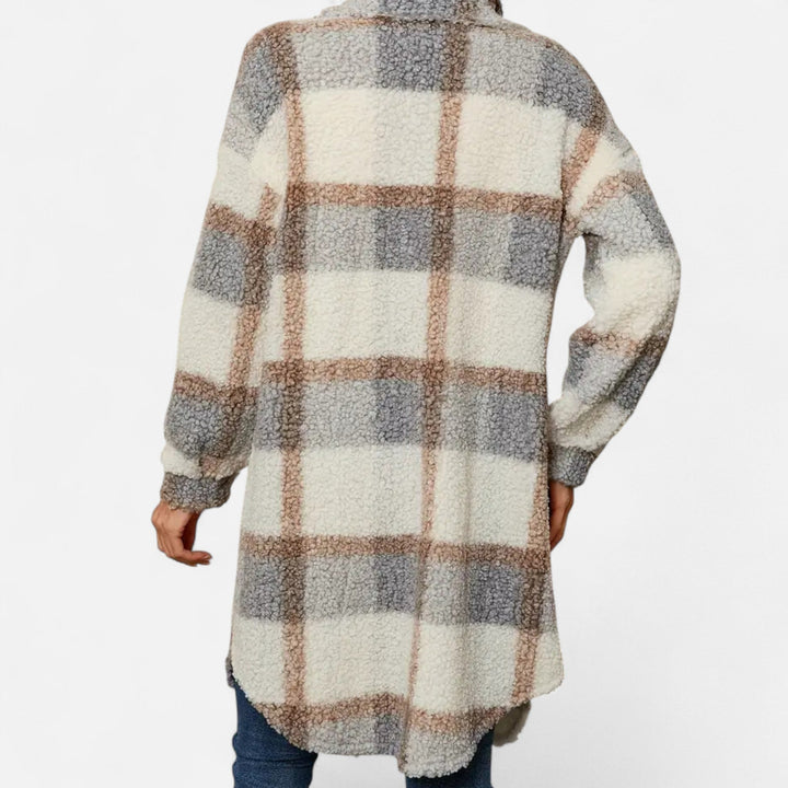 Women’s Plaid Fuzzy Coat – Heritage Charm