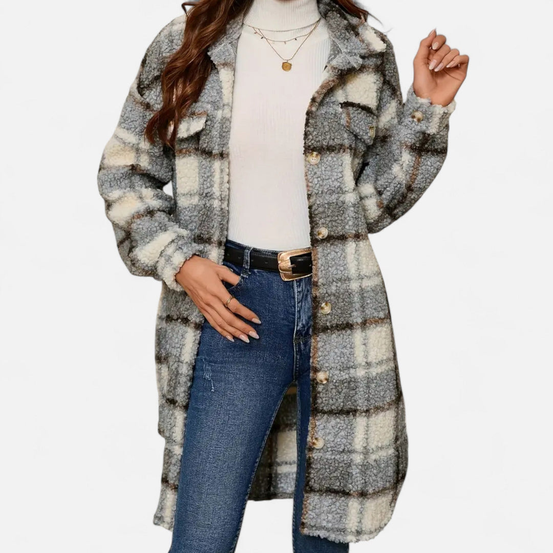 Women’s Plaid Fuzzy Coat – Heritage Charm