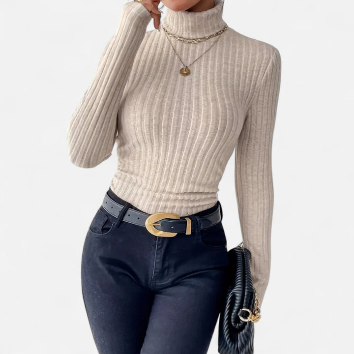 Women’s High Neck Knit Sweater – Heritage Elegance