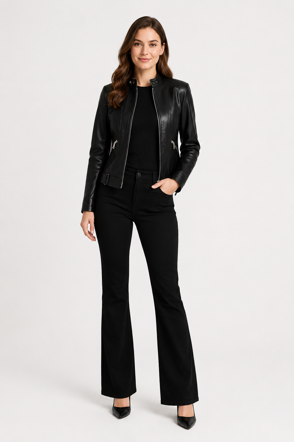 NOMU | Women’s Zippered Leather Jacket