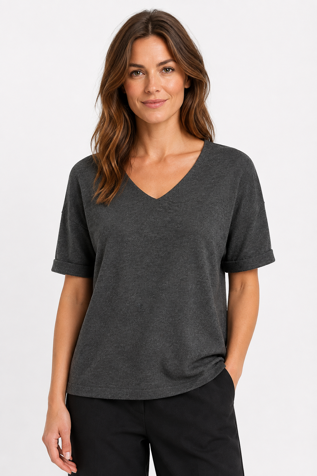 NOMU | Women’s V-Neck Short Sleeve Knit Top