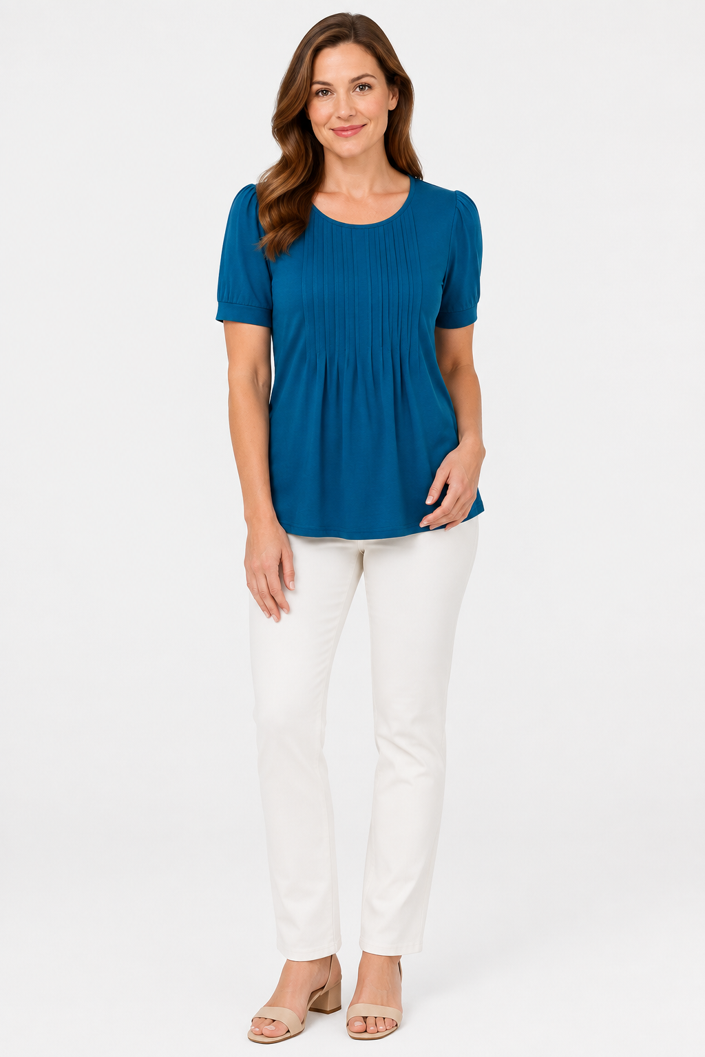 NOMU | Women’s Pleated Front Short Sleeve Blouse