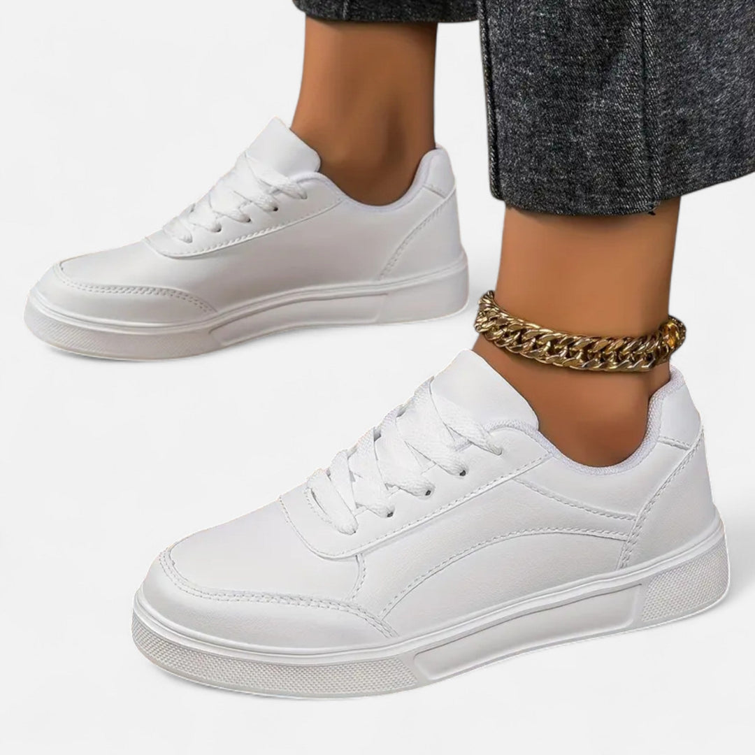 Women’s Lace-Up Sneakers – Golden Elegance