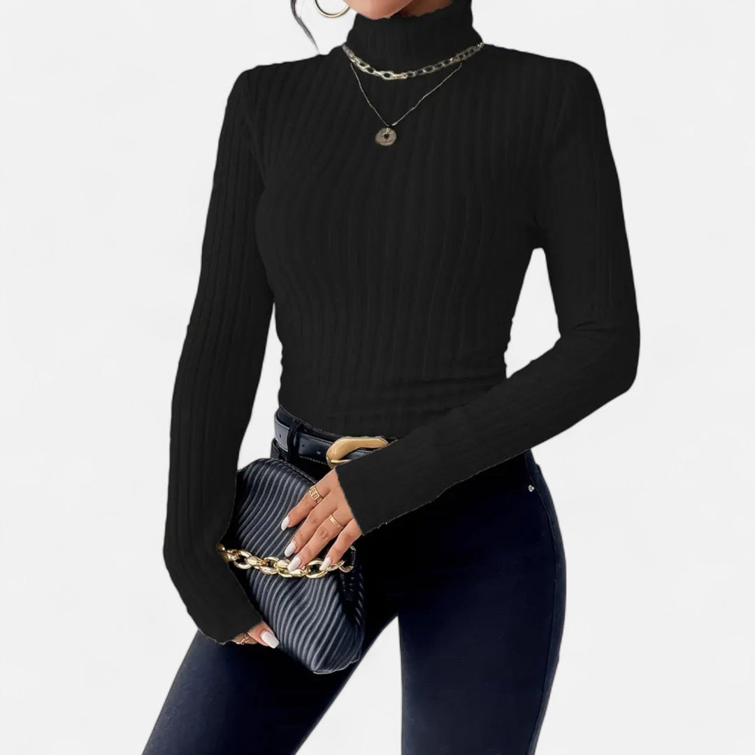 Women’s High Neck Knit Sweater – Heritage Elegance