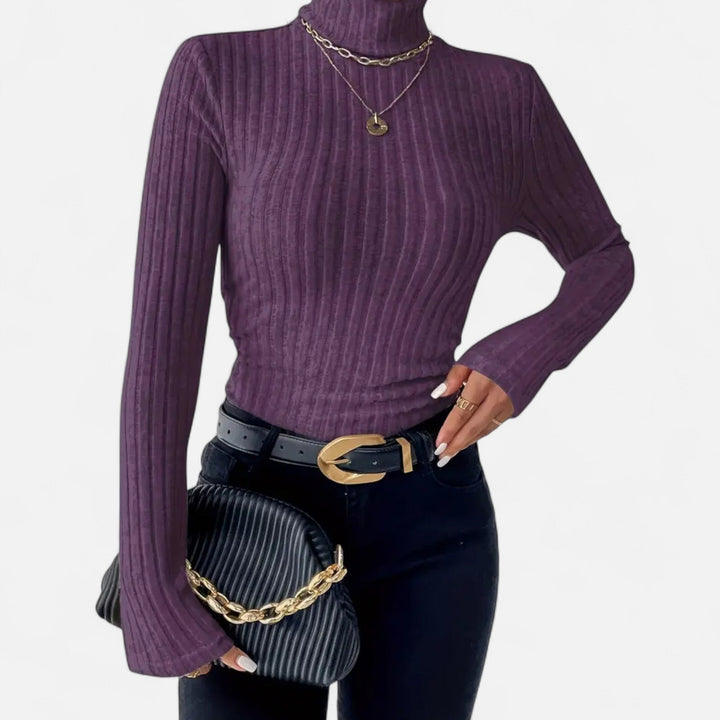 Women’s High Neck Knit Sweater – Heritage Elegance