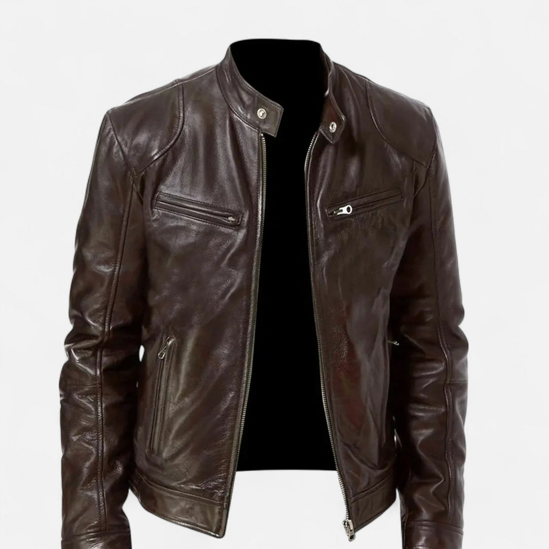 Men’s Faux Leather Zip Coat