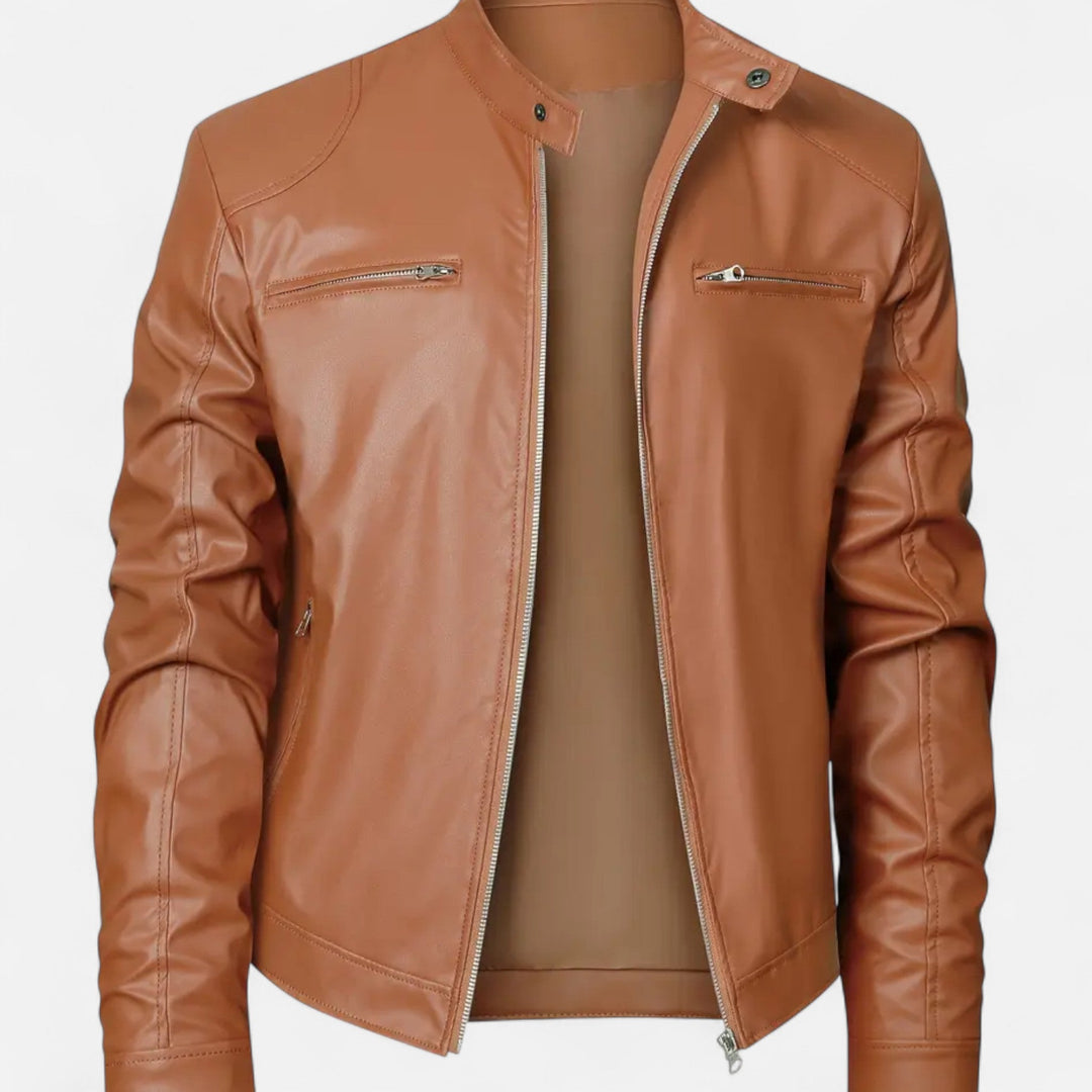Men’s Faux Leather Zip Coat