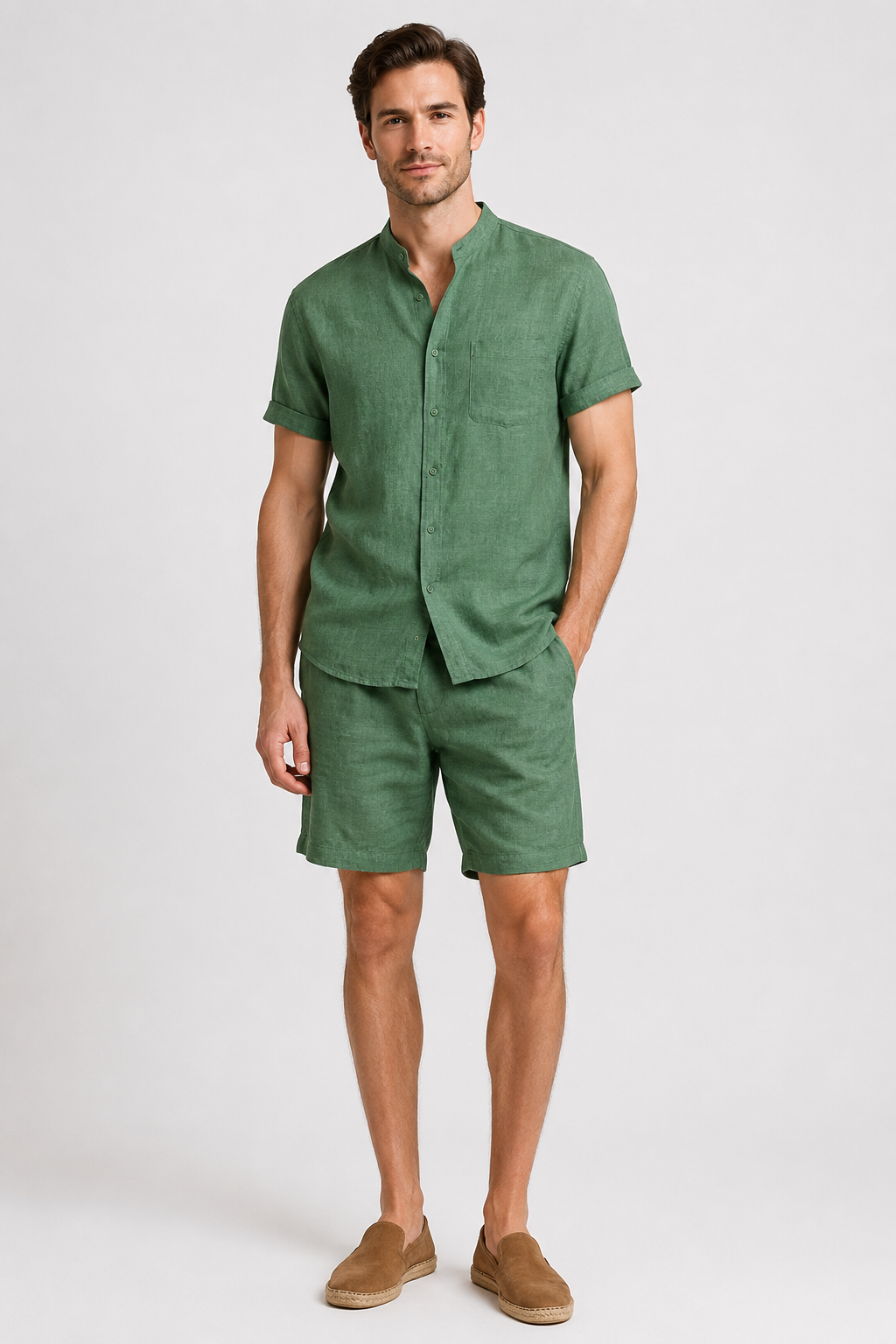 NOMU | Men’s Short Sleeve Mandarin Collar Shirt