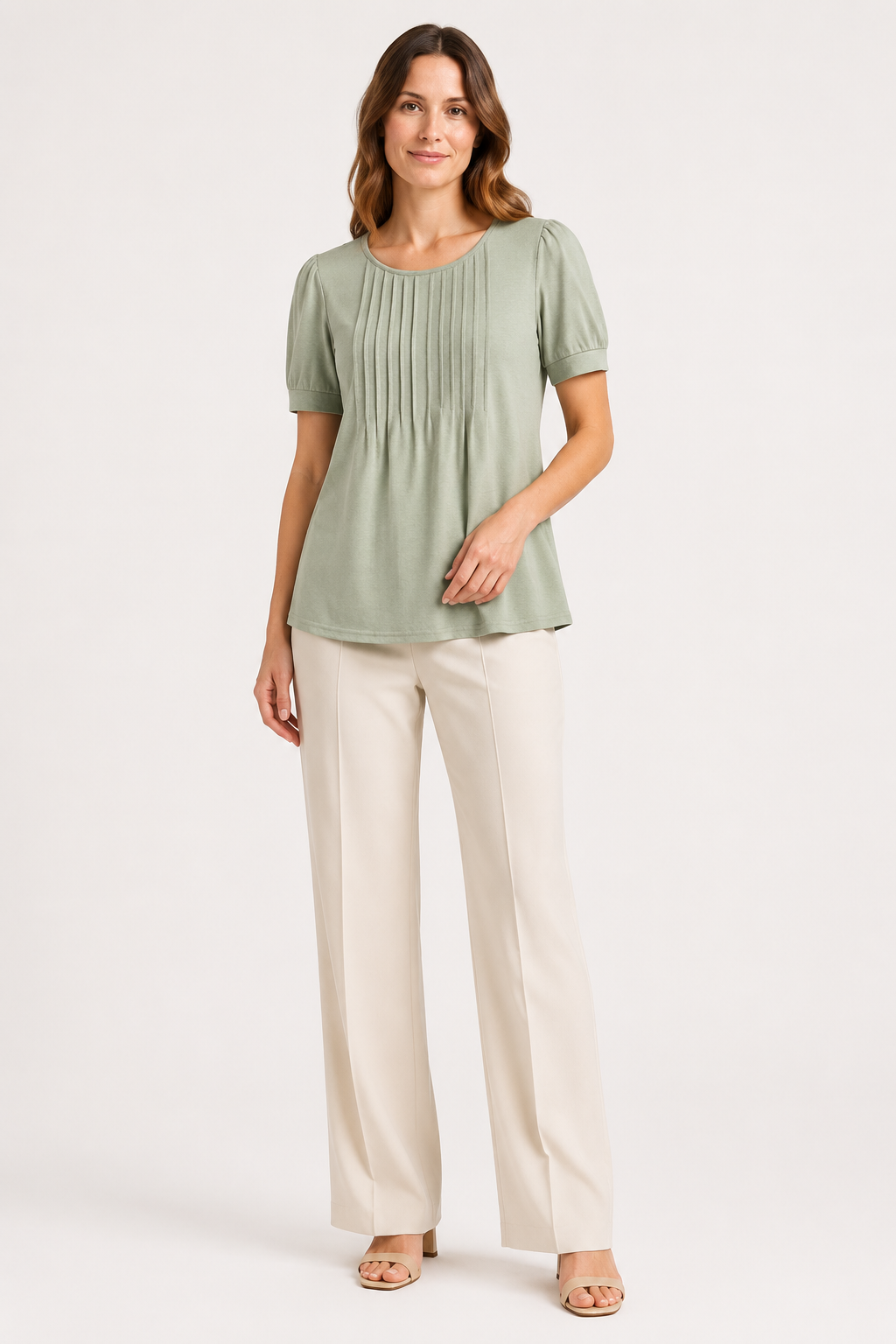 NOMU | Women’s Pleated Front Short Sleeve Blouse