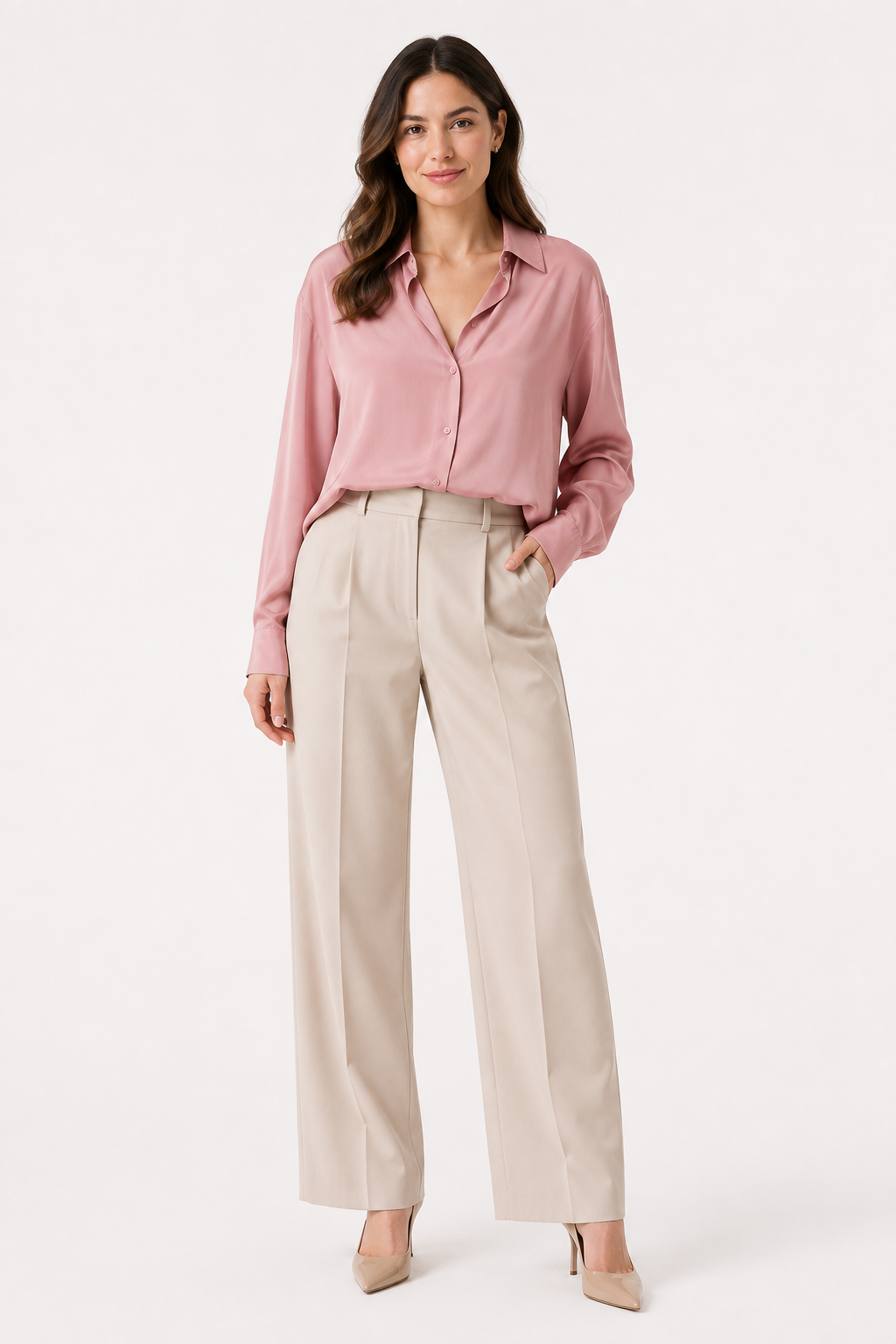NOMU | Women’s Long Sleeve Button-Up Satin Blouse